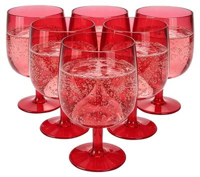 6 stapelbare Acrylbecher 12 oz bruchsicher BPA-frei rot