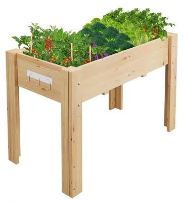 Image de Bordure surélevée - Jardinière en bois sur pieds hauts - Grande jardinière pour légumes, fleurs et herbes aromatiques - Pour terrasse et jardin - Type B