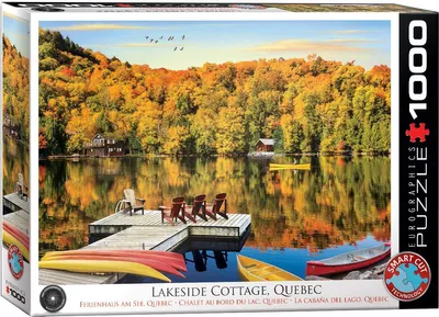 Obrázok produktu pre 1000 dielikov puzzle - Puzzle - Dom na jazere v Quebecu + príslušenstvo k puzzle