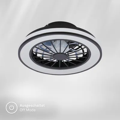 Produktbild von Briloner Deckenventilator mit Licht Fernbedienung Ø38cm Rund 24W 2600lm 3000K-6500K Warmweiß bis Tageslichtweiß DC-Motor Schwarz - Deckenleuchte Schlafzimmer Wohnzimmer