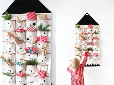 Productafbeelding van Adventskalender Kerst met zakken muur opknoping tas - Thuis Xmas Countdown decoratie (Countdown naar Kerstmis)