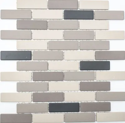 Produktbild von Mosaik Fliese Keramik hellbeige grau Brick unglasiert Duschtasse Bodenfliese MOS26-0206-R10