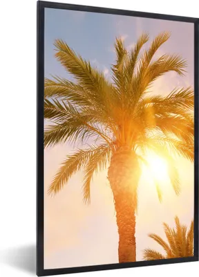 Produktbild von MuchoWow® Gerahmtes Poster Palme - Sommer - Sonne - Tropisch 60x90 cm - Poster mit Schwarzem Bilderrahmen Wandposter Rahmen Foto Bilder - Kunst