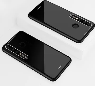 Produktbild von HUAWEI P30 lite-NOVA 4E Einfache solide Farbe Acryl Backboard + TPU Soft Edge Anti-Scratch Anti-Fall Schutz Rücken Fall schwarz