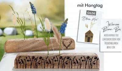 Produktbild von GILDE Dekoobjekt, "Flowerbar", Gräsermotiv, Mangoholz, naturfarben, , 2 Stück wie abgebildet, L. 4,5 cm, B. 31 cm, H. 5 cm 41400