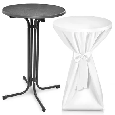 Image de Table haute d'extérieur Beautissu Bellini, pliable, Ø 60 cm, blanche, avec housse