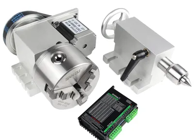 Immagine prodotto di Fresatrice CNC, funzionalità a 4 assi, mandrino di precisione a 4 morse, 3 ganasce K11-100 e driver