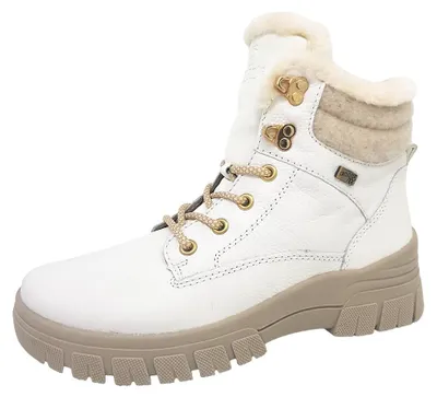 Immagine prodotto di Stivali da donna Remonte Castor Tex, modello stringato, colore bianco, ideali per il tempo libero