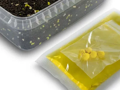 Produktbild von DELPHIN Pellet box Delphin Reaxe READY&GO Mais-Ananas/400g+120ml booster+10 waft