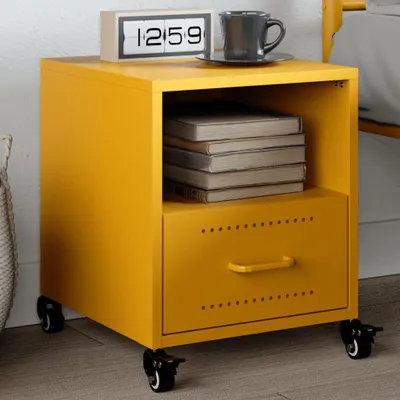 Image de vidaXL Table de nuit jaune moutarde 36x39x43,5 cm acier