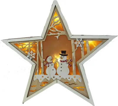 Immagine prodotto di Stella a LED con 2 pupazzi di neve - magia natalizia come un arco di candele
