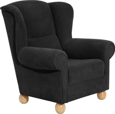 Produktbild von Max Winzer Ohrenbackensessel Monarch - Velourstoff schwarz - Maße: 93 x 87 x 100 cm