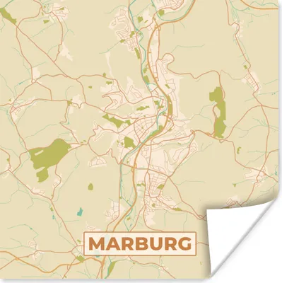 Produktbild von MuchoWow® Poster Marburg - Jahrgang - Karte - Stadtplan 100x100 cm - Babyzimmer