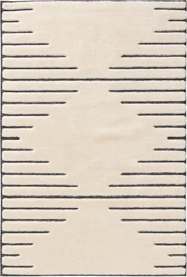 Produktbild von benuta Teppich Wohnzimmer Elvy Creme/Grau 250x350 cm Wohnzimmerteppich Rechteckig Muster Kurzflor Flauschig Weich