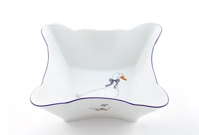 Obrázok produktu pre Štvorcová miska 14 cm, husy, český porcelán, Leander