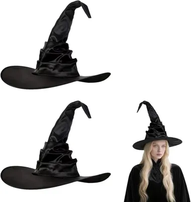 Productafbeelding van Heksenhoed 2 stuks, zwart, voor dames en meisjes, voor Halloween