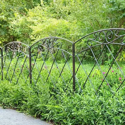 Produktbild von Gartenzaun - Metallzaunpaneel - Privatschutz - Moderner Stil - Landschaftszaune - 5 Paneel - für Garten - Blumenbeet - Bäume - Tierschutz - 60 x 300 cm - Schwarz
