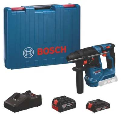 Obrázek produktu pro Bosch GBH 18V-18 Professional akumulátorová příklepová vrtačka 18 V 1,5 J SDS plus Brushless ( 0611927004 ) + 2x akumulátor 2,0 Ah / 4,0 Ah + nabíječka + kufr