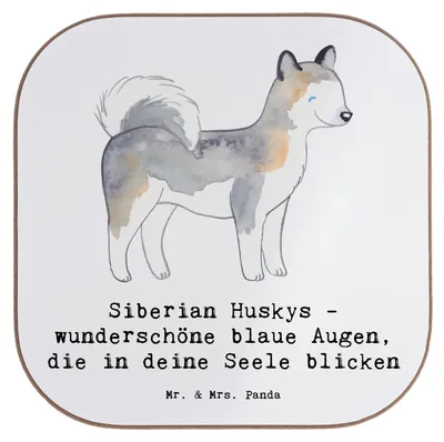 Produktbild von Mr. & Mrs. Panda Getränkeuntersetzer Siberian Husky Augenzauber - Weiß - Geschenk, Untersetzer Glas, Magie, gläseruntersetzer, treue Hunde, Hunderassen Beschreibung