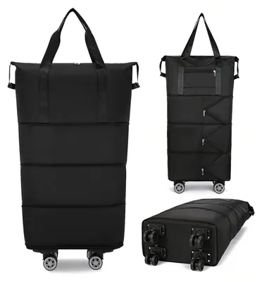 Reisetasche mit Rollen, faltbar, wasserdicht, 52x23x100 cm, schwarz