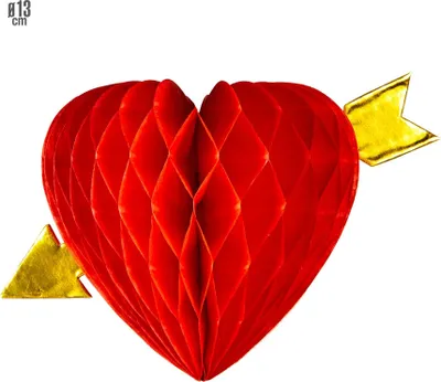 Produktbild von Valentinstags Herz Wabenball mit Pfeil 13cm
