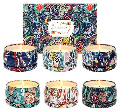 Duftkerzen-Set 6er, Sojawachs, Aromatherapie, 6 Düfte