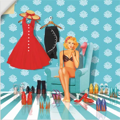 Produktbild von ARTland Wandbild, selbstklebend Ich habe nichts zum anziehen Größe: 100x100 cm