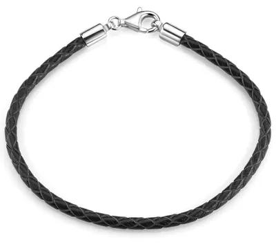 Produktbild von MATERIA by Matthias Wagner Damen Herren Beads Armband Leder 3,2mm schwarz 925 Silber Lederarmband 18-22cm A58