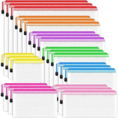 Produktbild von Dokumententaschen mit Reißverschluss, 24 Stück, 8 Größen, 8 Farben