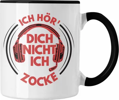 Produktbild von Trendation - Zocker Tasse Geschenk Ich Höre Dich Nicht Ich Zocke Gamer Geschenkidee Lustiger Spruch Gaming (Schwarz)