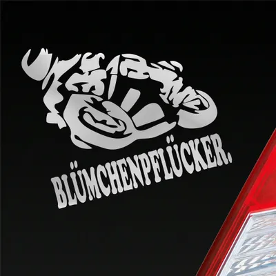 Produktbild von Auto Aufkleber Motorrad Blümchenpflücker Moped Bike Mopped JDM 10x11 cm Silber Sticker Heckscheibenaufkleber