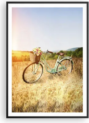 Produktbild von Gerahmtes Poster - Schwarzer Rahmen - Fahrrad Wiese Blumen - 70x100 cm - Wand Bild - Wanddeko - Wandbilder - Kunstposter - Wandposter - Bilderrahmen - Bilder - Kunstdruck - Wandbild - P2BPA70x100-4206