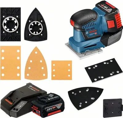 Produktbild von Bosch GSS 18V-10, Schwingschleifer, Klemme/Klettverschlus, 11000 OPM, 22000 OPM, 1,6 mm, 80 dB