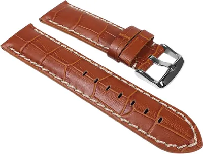 Produktbild von Eulit Guinea Chrono Uhrenarmband | Leder, braun in Krokoprägung, Stegbreite:22mm