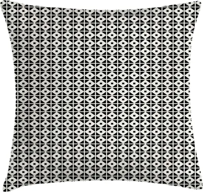 Produktbild von ABAKUHAUS Retro Kissenbezug, Nostalgische Monochrome Geometrische Muster mit abstrakten Quadraten Grafik, 40 x 40 cm, Koksgraue und Elfenbein