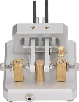 Image de Clé Morse Double Pagaie Automatique CW Shortwave Telegram Tapper for Training Argent