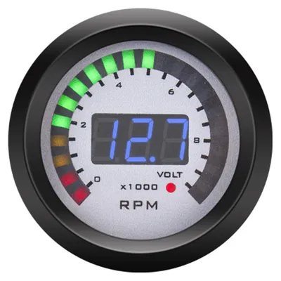 Image de Tachymètre numérique 52 mm / 2 pouces, 0 à 9 999 tr/min, pièce de rechange pour véhicules à essence 12 V à 4, 6 ou 8 cylindres