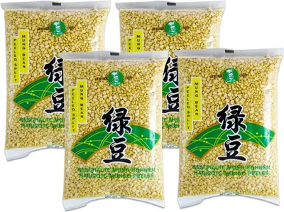 Produktbild von [ 4x 400g ] GOLDEN CHEF geschälte Mungbohnen / Mungobohnen / peeled split mung bean