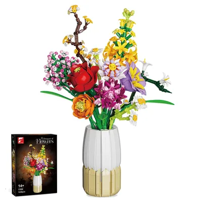 Produktbild von 2-in-1 Vase Blumenstrauß Bauset Kunstblumen-Strauß-Sets für Erwachsene Spielbausteine