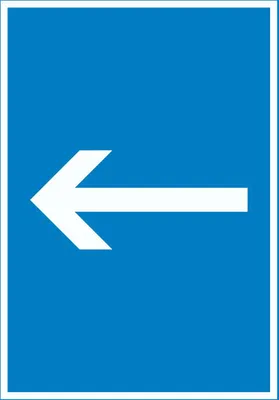 Produktbild von Richtungspfeil links Schild hochkant weiss blau Pfeil A0 (841x1189mm)