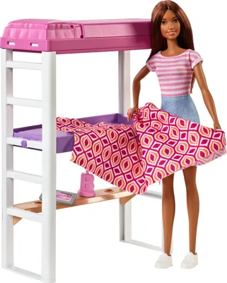 Image de Barbie Deluxe-Set Meubles lit haut/table et poupée