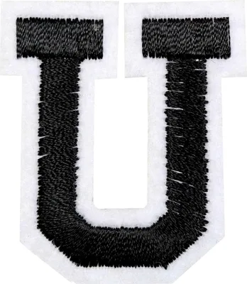 Produktbild von 1 Buchstaben Aufbügler, 15-43x45mm, Applikation, Aufnäher, schwarz, Buchstaben & Zeichen:U