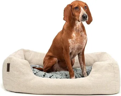 Image de Coussin pour animaux de compagnie moelleux et réversible - Confortable - Entrée profonde - Pour chiens et chats - Beige clair - 80 x 60 cm