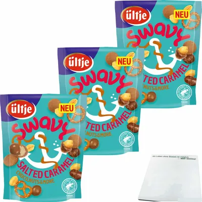 Produktbild von ültje Swavy Salted Caramel Choco, Nuts & More 3er Pack (3x140g Beutel) + usy Block