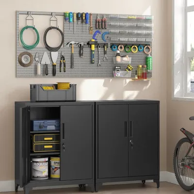 Image de Armoire métallique polyvalente RAVEN, 40x80x90cm, noir