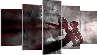 Produktbild von Bild auf Leinwand - Leinwandbild - 5 Teile - Musiker Saxophonist Schwarz - 160x85cm - Wand Bild - Wanddeko - Wandbilder - Leinwanddruck - Bilder - Wanddekoration - Leinwand bilder - EA160x85-4276