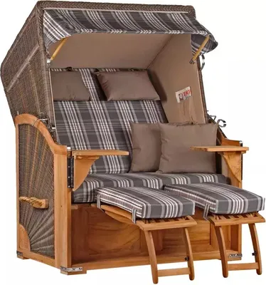 Produktbild von Strandkorb Nordstrand Teak PE grey Dessin 522