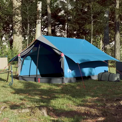 Produktbild von Blaues Campingzelt für 2 Personen mit Campingzubehör, 193x122x96 cm, aus 185T-Taft