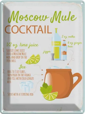 Produktbild von vianmo Blechschild 40x30 cm Moscow Mule Cocktail Recipe Essen Trinken