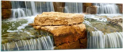 Produktbild von Bilder auf glas - Wasserfall Steine Wasser - 140x50cm - Glasbilder - Wandbilder - Kunstdruck - zum Aufhängen bereit - Wanddekoration aus Glas - Glas Bilder - Wandbild auf Glas - GAB140x50-0122